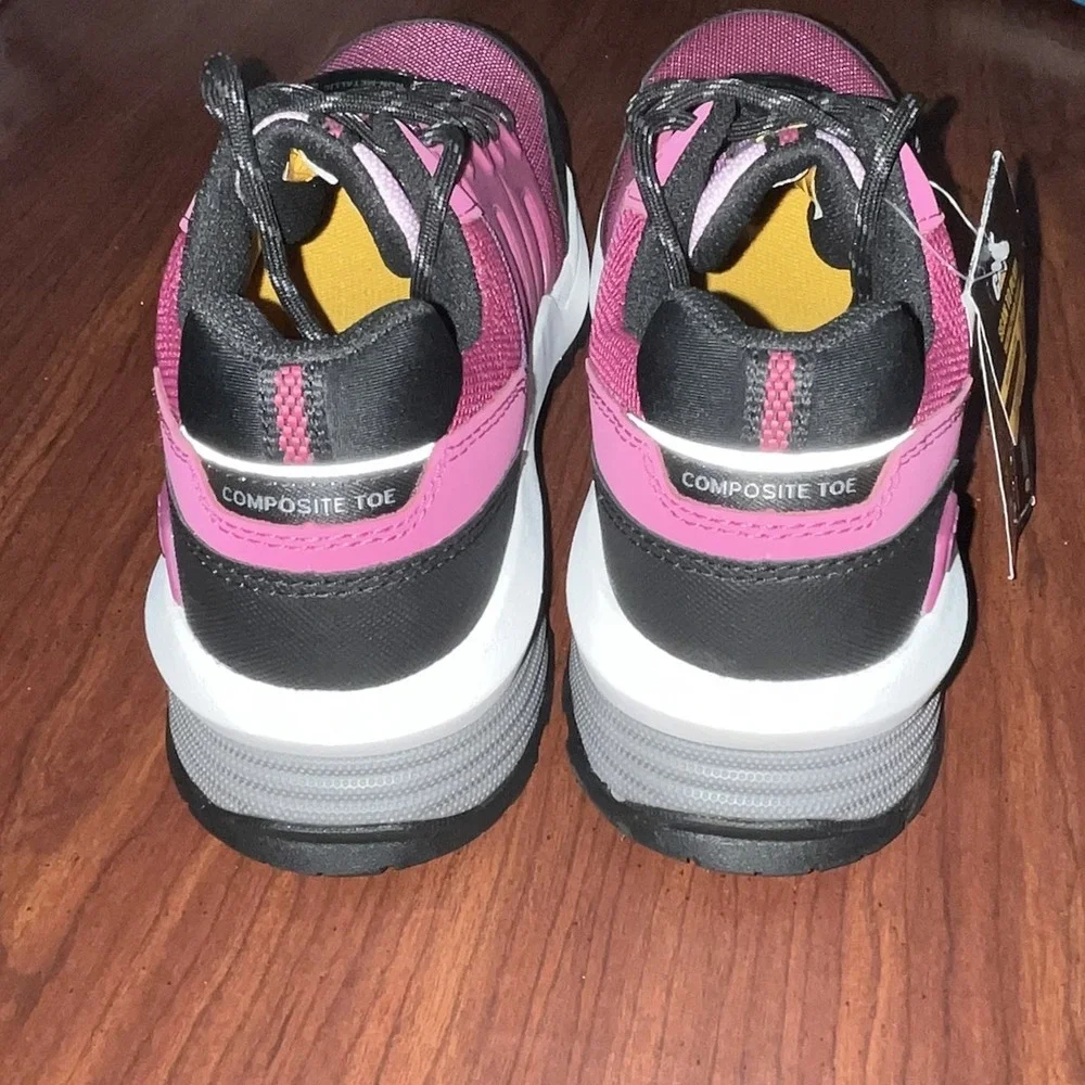 Women's Sz 7W Cat Streamline Composite Toe Shoe Pink & Black Tennis Shoes‎